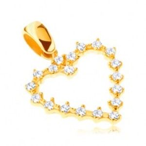 Šperky eshop - Prívesok zo zlata 14K - ozubené trblietavé srdiečko so zirkónmi GG02.06