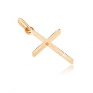 Šperky eshop - Prívesok zo zlata 14K - tenký krížik s vysokými bočnými stranami GG06.07