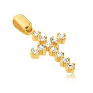 Šperky eshop - Prívesok zo zlata 14K - trblietavý krížik s vyčnievajúcimi paličkami GG03.18