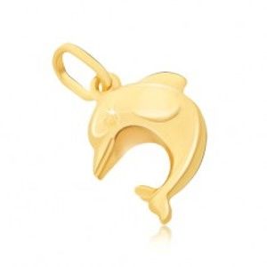 Šperky eshop - Prívesok zo zlata 14K - veľký 3D skákajúci delfín s plutvami GG05.13