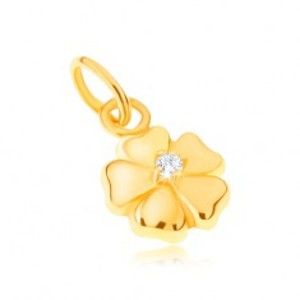 Šperky eshop - Prívesok zo žltého 14K zlata - ligotavý päťlupeňový kvet s kamienkom GG22.11