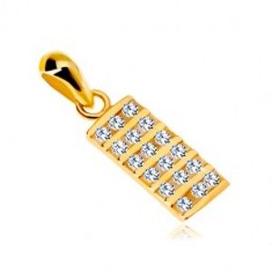 Šperky eshop - Prívesok zo žltého 14K zlata - obdĺžnik vykladaný čírymi zirkónmi GG18.25