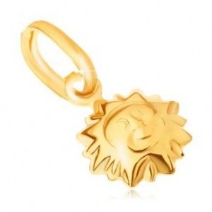 Šperky eshop - Prívesok zo žltého 9K zlata - lesklé vypuklé slnko s tváričkou GG06.23