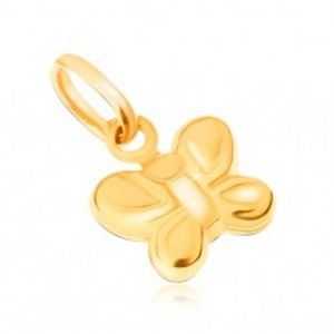 Šperky eshop - Prívesok zo žltého 9K zlata - ligotavý ozdobne ryhovaný motýľ GG06.27