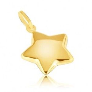 Šperky eshop - Prívesok zo žltého14K zlata - zaoblená trblietavá päťcípa hviezda GG04.24