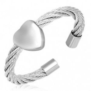 Šperky eshop - Prsteň so srdcom - točený oceľový drôt K12.11 - Veľkosť: 58 mm