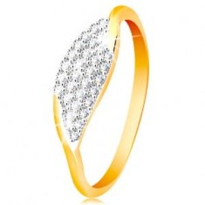 Šperky eshop - Prsteň v 14K zlate - veľké zrnko so vsadenými zirkónikmi čírej farby GG201.88/94 - Veľkosť: 52 mm