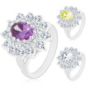 Šperky eshop - Prsteň v striebornej farbe, veľký žiarivý kvet zo zirkónov, lístočky R41.29 - Veľkosť: 50 mm, Farba: Číra