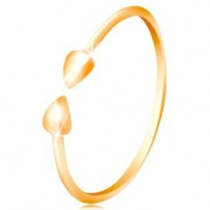 Šperky eshop - Prsteň v žltom 14K zlate - lesklé ramená ukončené malými slzičkami GG58.17/18 - Veľkosť: 55 mm