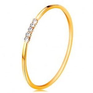 Šperky eshop - Prsteň v žltom 14K zlate - línia čírych zirkónikov, tenké lesklé ramená GG188.01/11 - Veľkosť: 58 mm