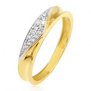Šperky eshop - Prsteň v žltom 14K zlate - obrúčka s vyhĺbeným stredom, zirkónový trojuholník GG11.55 - Veľkosť: 51 mm