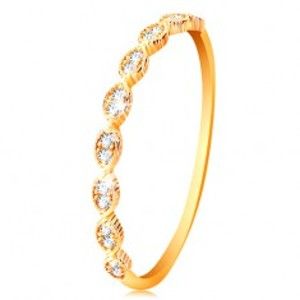 Šperky eshop - Prsteň v žltom 14K zlate - spájané zrnká so vsadenými zirkónikmi GG200.59/65 - Veľkosť: 56 mm