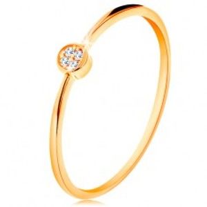 Šperky eshop - Prsteň v žltom zlate 585 - kruh vykladaný okrúhlymi zirkónmi čírej farby GG135.04/18/21 - Veľkosť: 49 mm