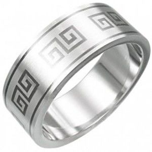 Šperky eshop - Prsteň z chirurgickej ocele - grécky motív D2.19 - Veľkosť: 62 mm