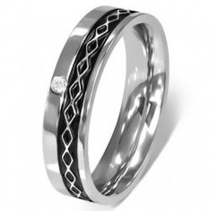 Šperky eshop - Prsteň z chirurgickej ocele - Keltský dizajn, číry zirkón K11.6 - Veľkosť: 54 mm