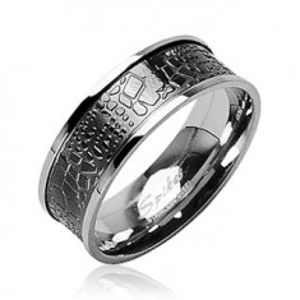Šperky eshop - Prsteň z chirurgickej ocele - krokodília koža H10.10/H11.10 - Veľkosť: 59 mm