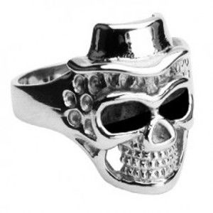 Šperky eshop - Prsteň z chirurgickej ocele - lebka s klobúkom H14.1/H14.2/H14.3 - Veľkosť: 65 mm