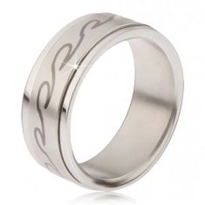 Šperky eshop - Prsteň z chirurgickej ocele - matná točiaca sa obruč, potlač zaoblených vĺn BB17.12 - Veľkosť: 65 mm