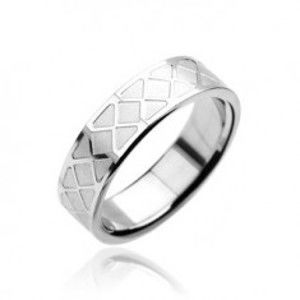 Šperky eshop - Prsteň z chirurgickej ocele - mozaikový vzor H10.5 - Veľkosť: 59 mm