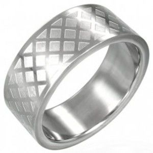 Šperky eshop - Prsteň z chirurgickej ocele - mriežka D11.15 - Veľkosť: 67 mm