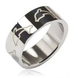 Šperky eshop - Prsteň z chirurgickej ocele - svetlé delfíny J8.9 - Veľkosť: 54 mm