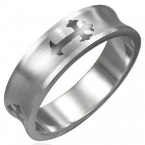 Šperky eshop - Prsteň z chirurgickej ocele kríž D1.18 - Veľkosť: 64 mm