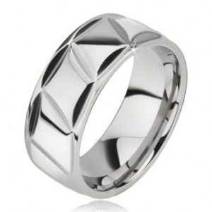 Šperky eshop - Prsteň z chirurgickej ocele, lesklý, kosodĺžnikový vzor BB11.12 - Veľkosť: 62 mm