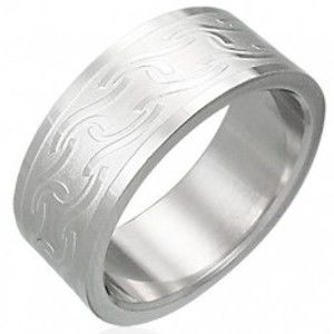 Šperky eshop - Prsteň z chirurgickej ocele s matnými pruhmi rôzneho tvaru D9.11 - Veľkosť: 56 mm