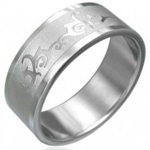 Šperky eshop - Prsteň z chirurgickej ocele s ornamentom D10.16 - Veľkosť: 54 mm