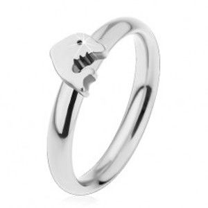 Šperky eshop - Prsteň z chirurgickej ocele, strieborný odtieň, malý lesklý delfín H3.10 - Veľkosť: 47 mm