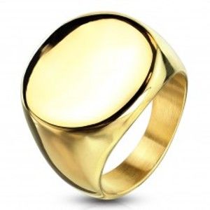 Prsteň z chirurgickej ocele zlatej farby s kruhom, lesklý - Veľkosť: 48 mm