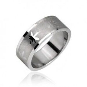 Šperky eshop - Prsteň z ocele - list marišky F2.10 - Veľkosť: 69 mm