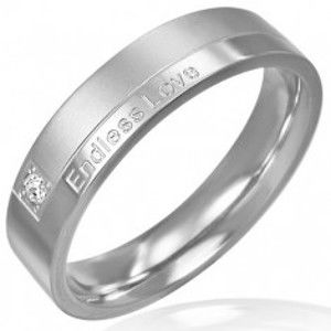 Šperky eshop - Prsteň z ocele - moderný dizajn, romantický nápis K11.14 - Veľkosť: 56 mm