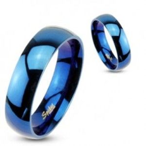 Šperky eshop - Prsteň z ocele - modrá lesklá obrúčka C24.9 - Veľkosť: 72 mm
