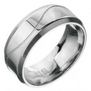 Šperky eshop - Prsteň z ocele - obrúčka s jednou vlnou C21.11 - Veľkosť: 57 mm
