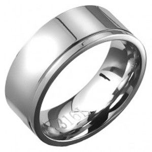 Šperky eshop - Prsteň z ocele - obrúčka s ryhou pozdĺž obvodu C25.1 - Veľkosť: 60 mm