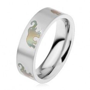Šperky eshop - Prsteň z ocele - tmavý slon J8.3 - Veľkosť: 53 mm