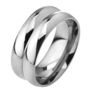 Šperky eshop - Prsteň z ocele 316L, efekt dvoch obrúčok, 8 mm BB08.04 - Veľkosť: 60 mm
