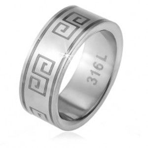 Šperky eshop - Prsteň z ocele 316L, matný povrch, vzor gréckeho kľúča BB13.19 - Veľkosť: 59 mm
