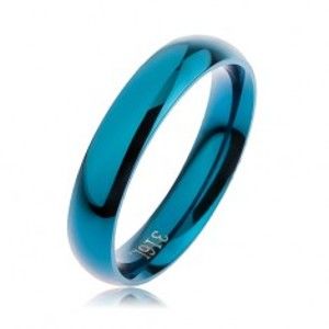 Šperky eshop - Prsteň z ocele 316L modrej farby, hladký zaoblený povrch bez vzoru, 4 mm HH4.8 - Veľkosť: 54 mm