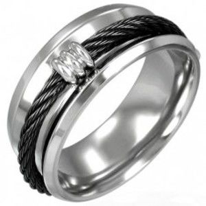 Šperky eshop - Prsteň z ocele čierna reťaz D7.15 - Veľkosť: 65 mm