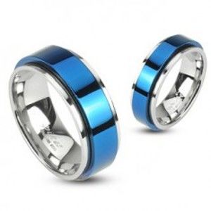 Prsteň z ocele otáčavý - modrý - Veľkosť: 67 mm