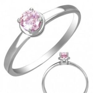 Šperky eshop - Prsteň z ocele so vsadeným ružovým očkom K11.13 - Veľkosť: 61 mm