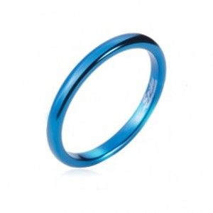 Šperky eshop - Prsteň z tungstenu - hladká modrá obrúčka, zaoblená, 2 mm L7.05 - Veľkosť: 53 mm