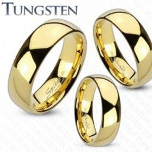 Šperky eshop - Prsteň z wolfrámu zlatej farby, zaoblený a hladký povrch, zrkadlový lesk, 8 mm V11.10 - Veľkosť: 60 mm