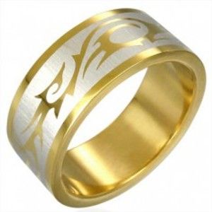 Šperky eshop - Prsteň zlatej farby TRIBAL SYMBOL D4.18 - Veľkosť: 70 mm