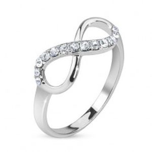 Šperky eshop - Prsteň znak nekonečna zdobený čírymi kamienkami BB12.18 - Veľkosť: 50 mm