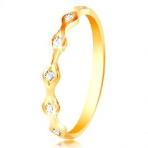 Šperky eshop - Prsteň zo žltého 14K zlata - lesklé zrnká so vsadenými zirkónmi čírej farby GG214.17/23 - Veľkosť: 52 mm
