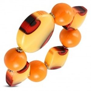 Šperky eshop - Pružný náramok - oranžové guľôčky, mliečne sklo s oranžovým nádychom, očká SP94.20