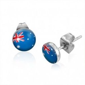 Šperky eshop - Puzetové náušnice z ocele - vlajka Austrálie R21.13
